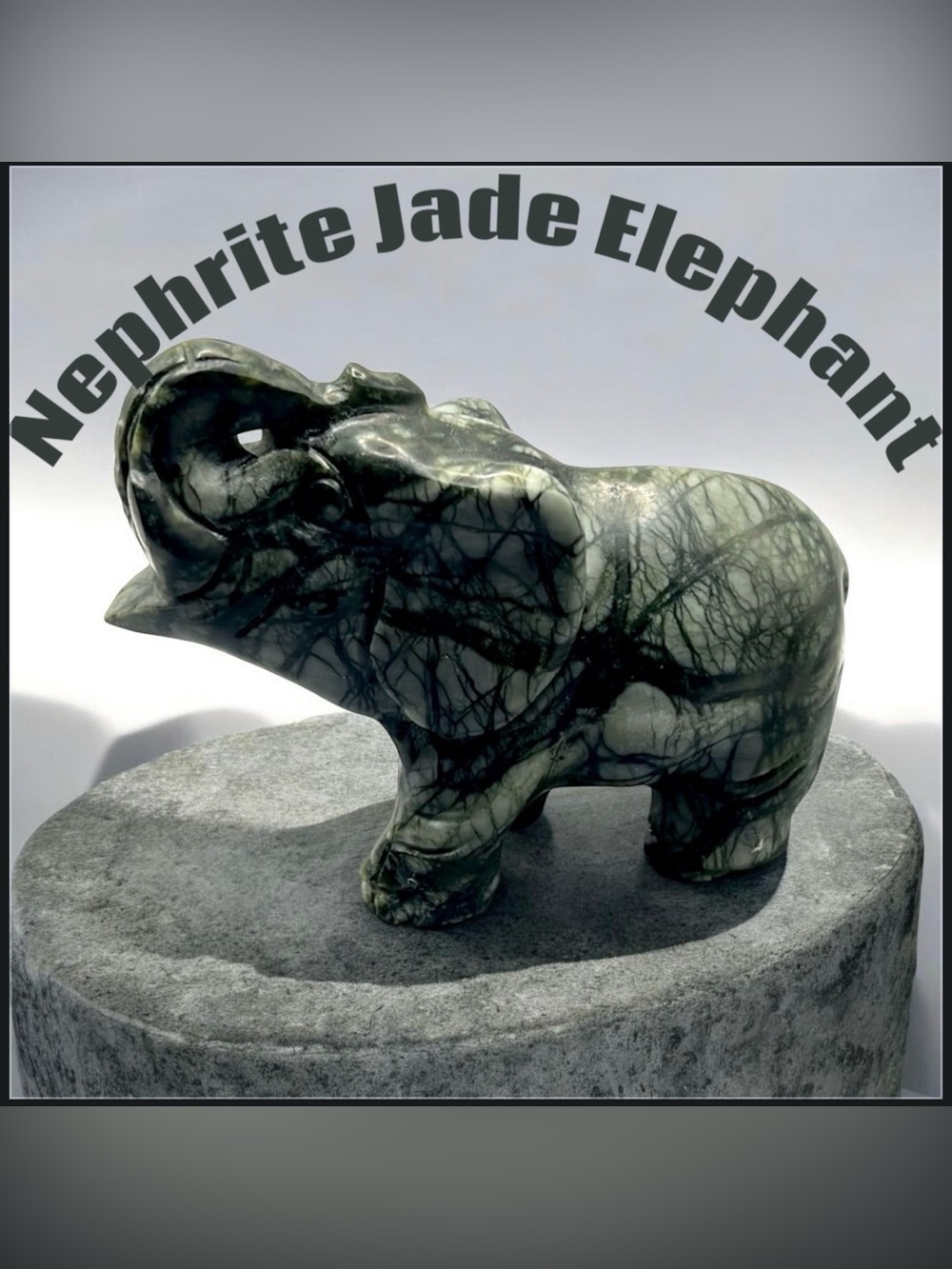 Nephrite Jade Crystal Gemstone Elephant NWOT